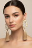 Beige pearls long earrings