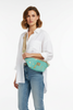 XXL turquoise and gold vintage calf-hair leather belt bag