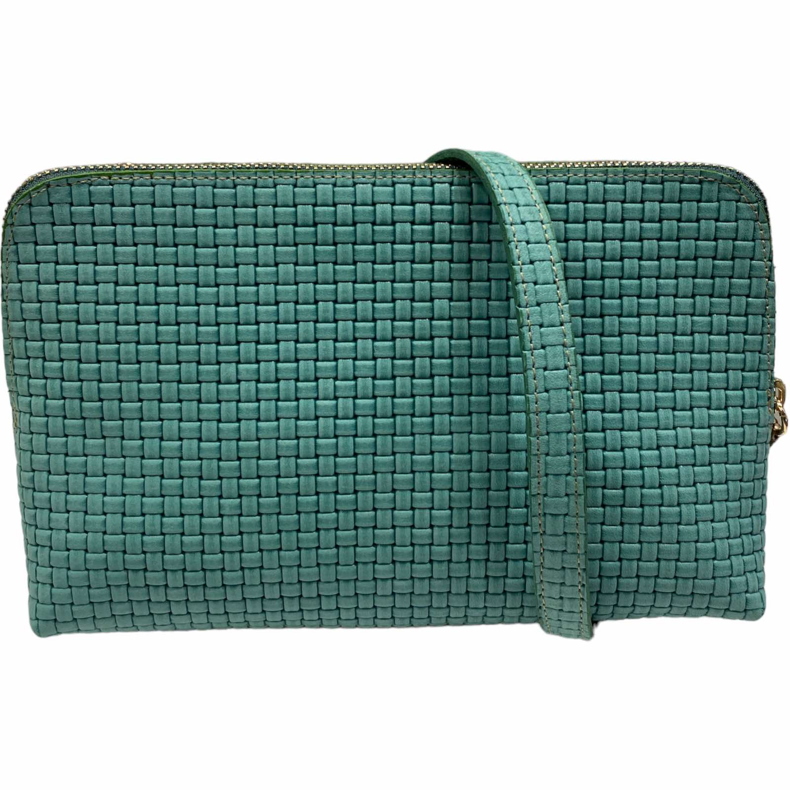 Box XL. Light blue woven-print leather messenger bag