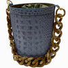 Raf blue alligator-print leather bucket bag