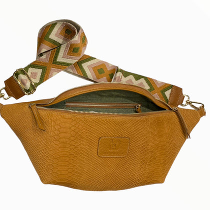 XXL taba anaconda-print leather belt bag