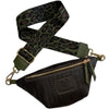 Mini brown leather belt bag with olive green details