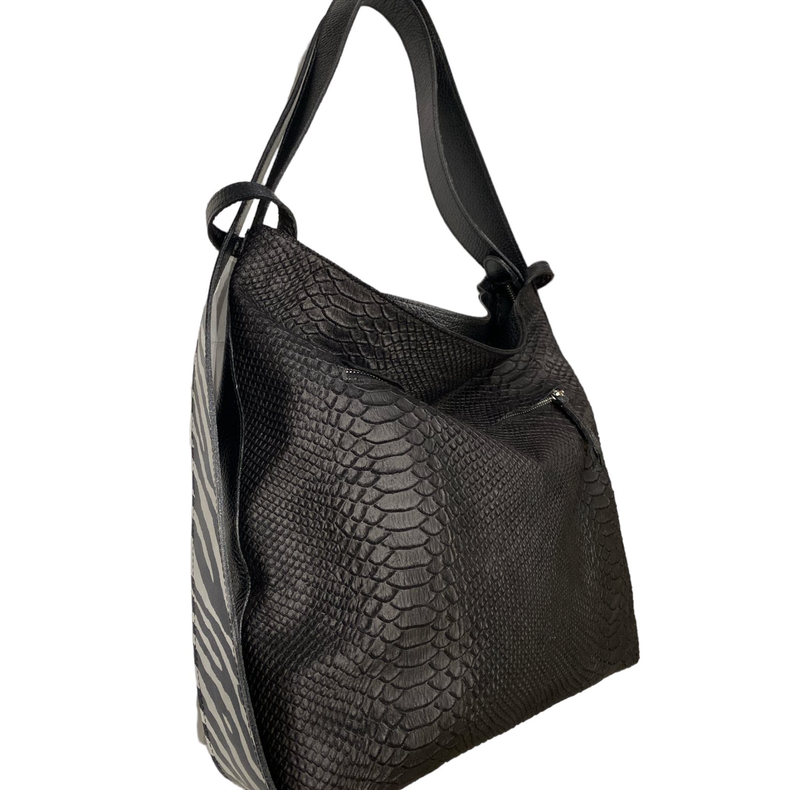 Alice L. Black anaconda-print shoulder bag and backpack