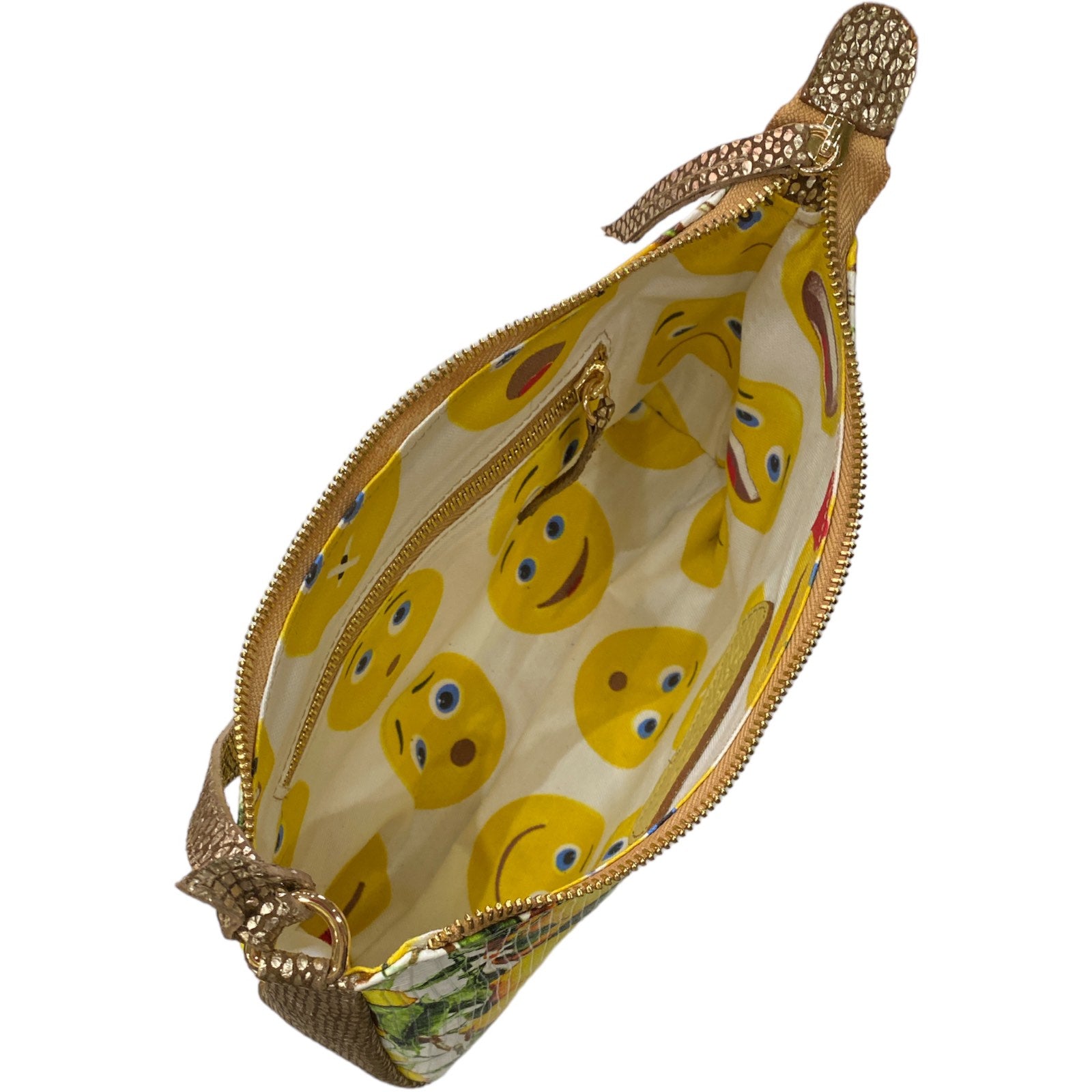 Natalie L. Art lemons and gold leather evening bag