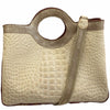 Divide Circle. Beige and gold leather tote bag