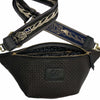Black woven-print leather belt bag