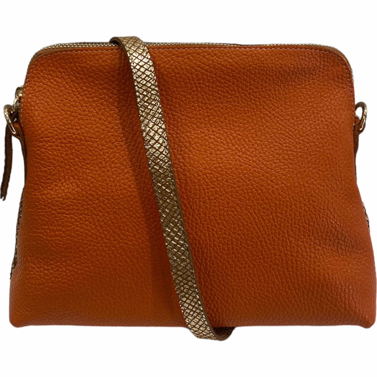 Box XXL. Aperol and gold leather messenger bag