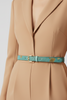 Turquoise and gold calf-hair leather thin belt