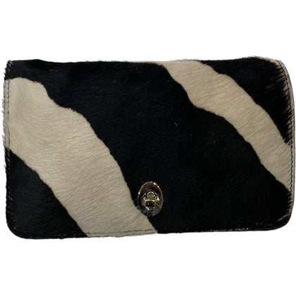 Black and white calf-hair leather multi wallet bag