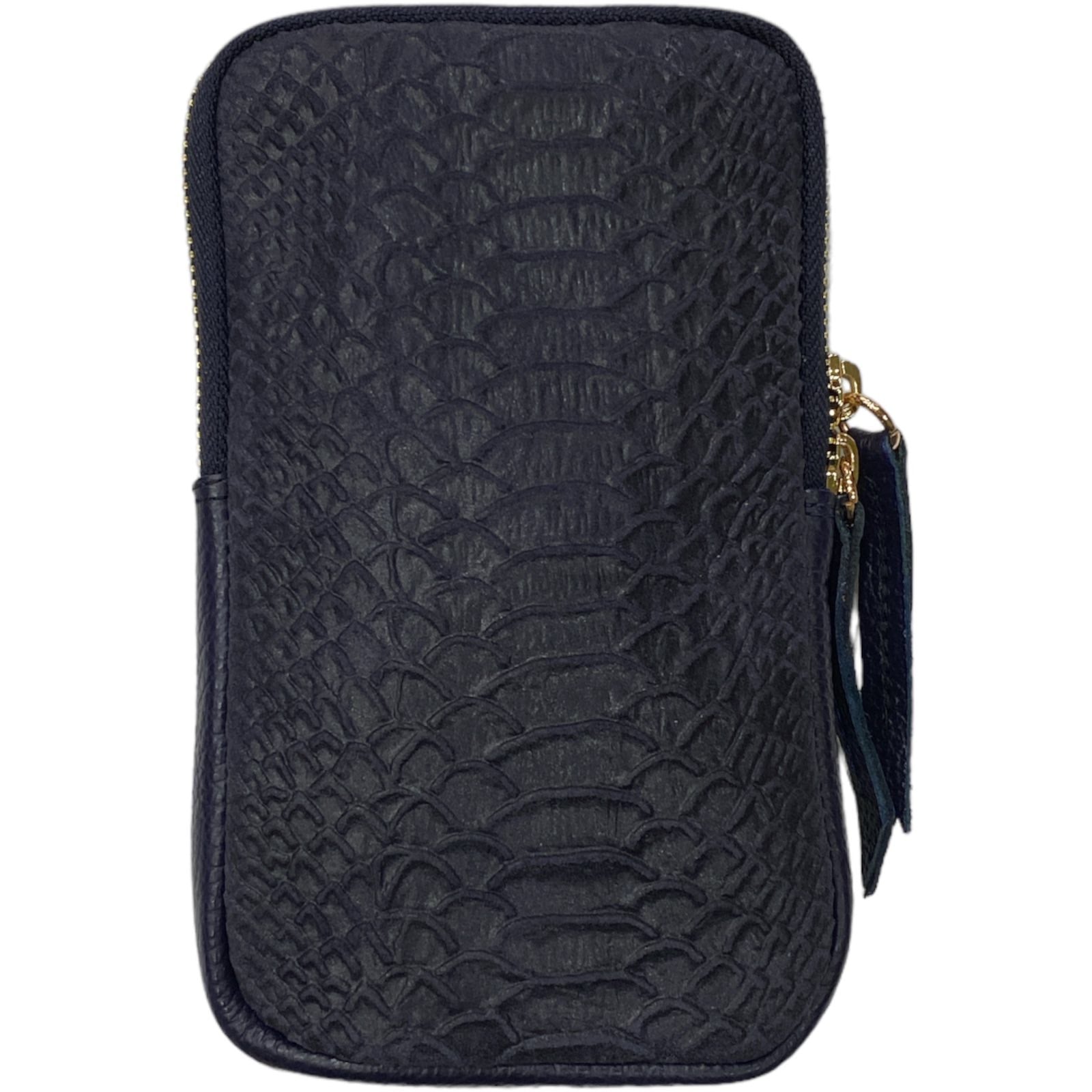 Dark blue anaconda-print mobile leather case