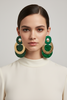Green and gold leather earrings