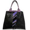 Tribeca L. Black and lilac leather tote bag