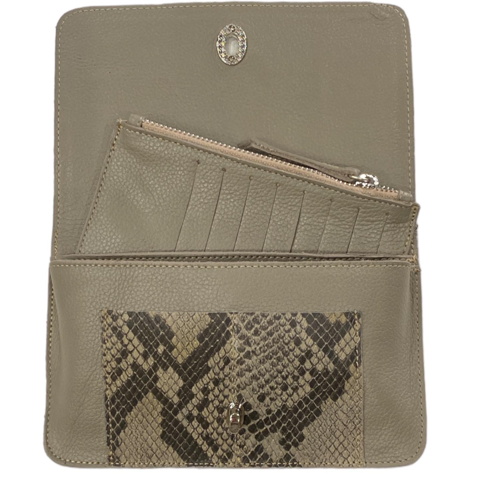 Grey leather multi wallet bag