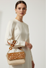 Beige and taba chic leather evening bag