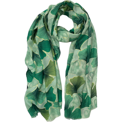 Green leaves scarf with gold details
