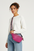 XL strong pink leather belt bag with grey details
