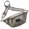 XL silver metallic leather belt bag