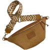 Camel alligator-print leather belt bag with boho strap