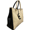 Diana L. Black and beige leather tote bag