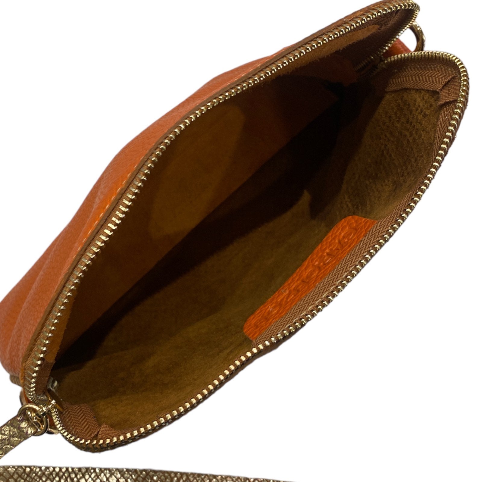 Box XXL. Aperol and gold leather messenger bag