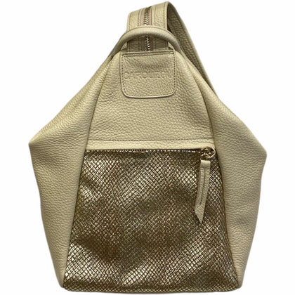 Niovi small. Vanilla and gold leather backpack