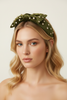 Olive green bow hairband