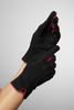 Black chic gloves with pink details