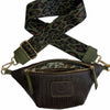 Mini brown leather belt bag with olive green details