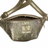 Gold alligator-print leather belt bag