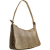 Natalie L. Gold leather evening bag with leo-print details