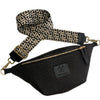Black woven-print chic leather belt bag