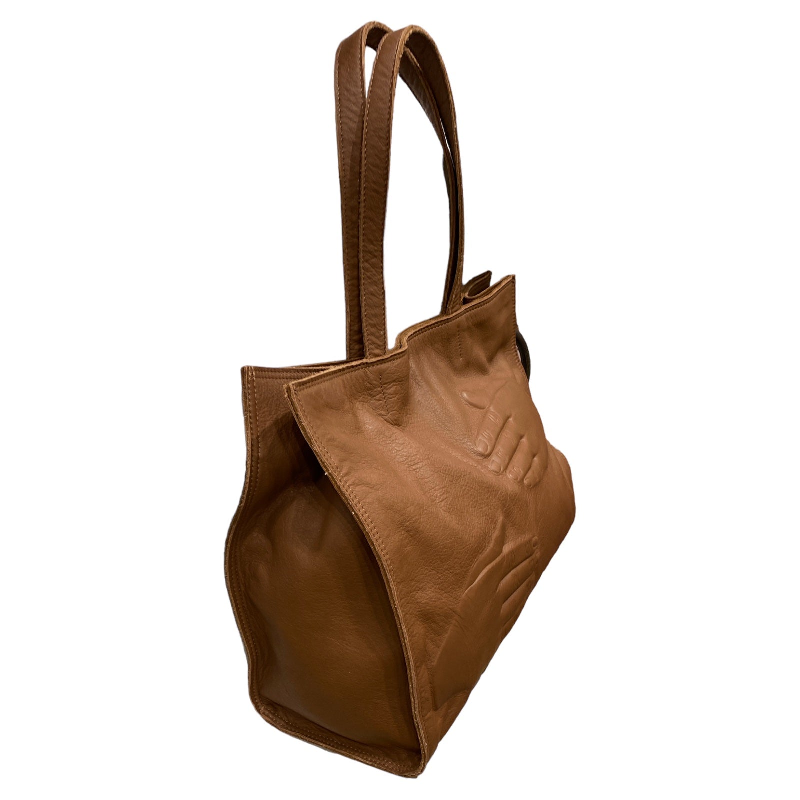 Taba leather shoulder bag with hands