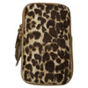 Sage green and leo-print calf-hair leather double mobile case