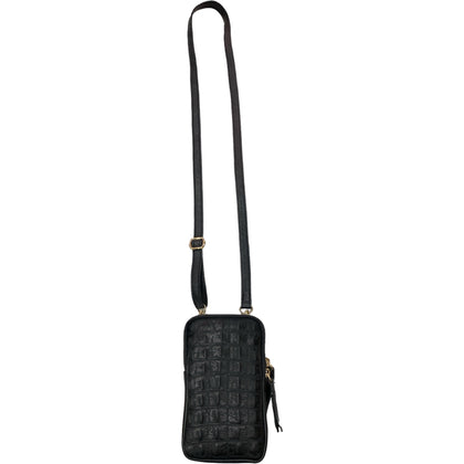 Black alligator-print mobile leather case