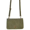 Olive green woven-print leather multi wallet bag
