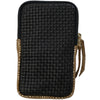 Black woven-print and gold mobile leather case