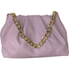Lilac leather clutch with chain