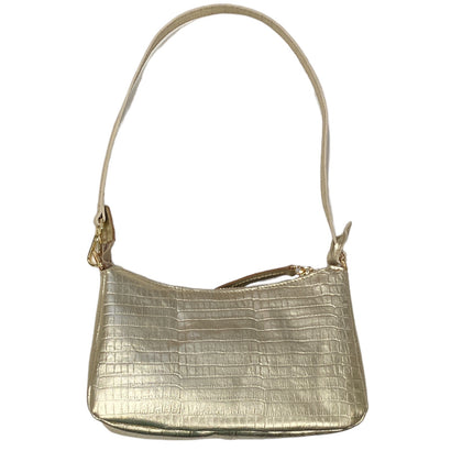 Natalie Small. Gold croco-print leather evening bag