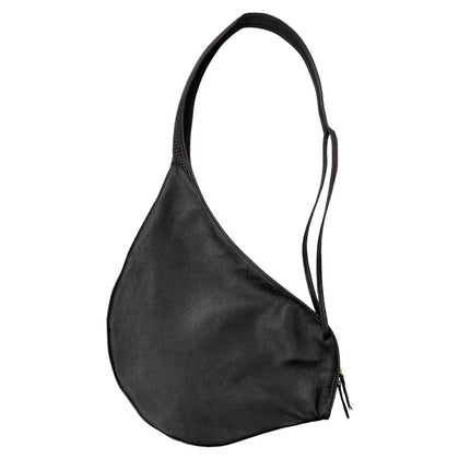 Black woven-print leather flaski L