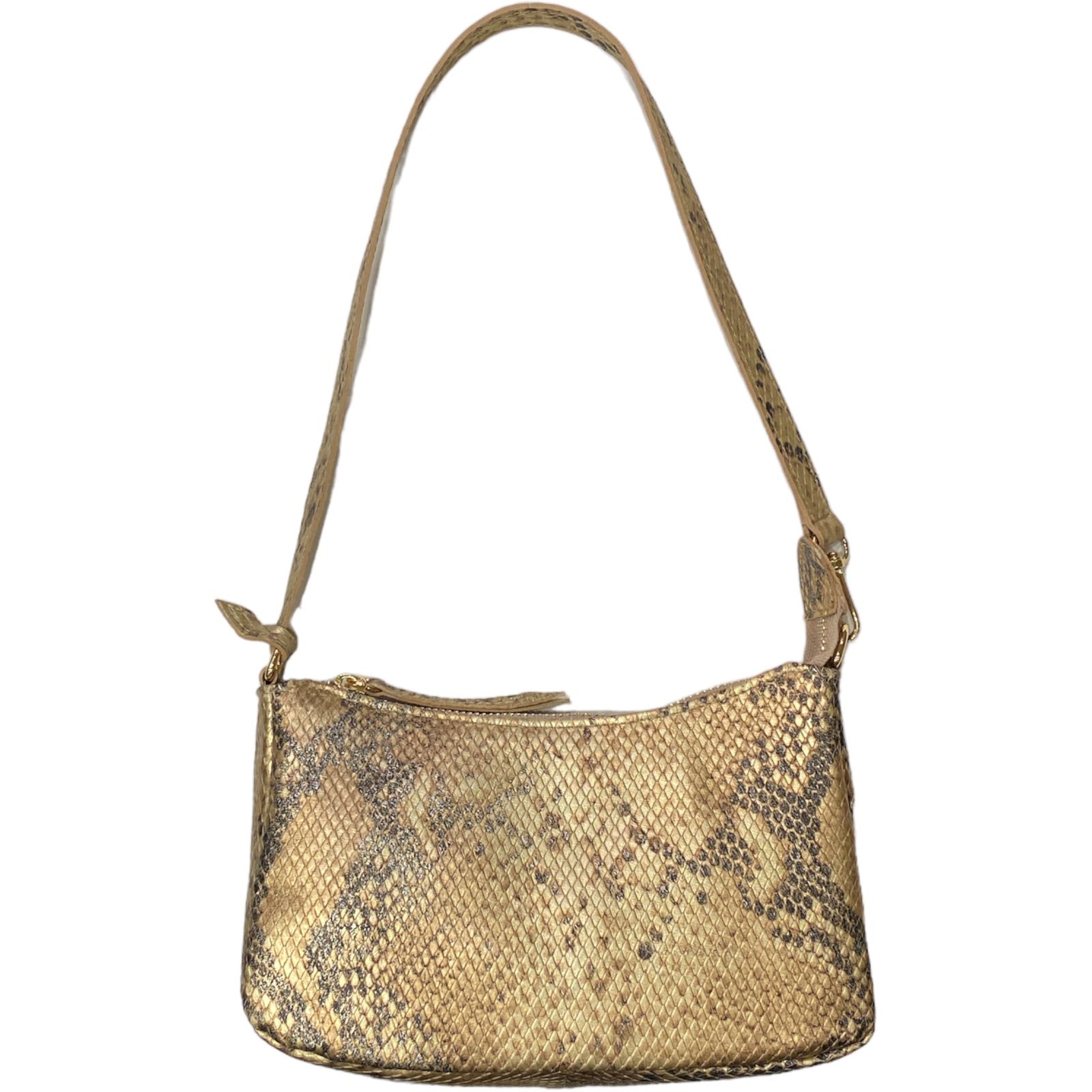 Natalie Small. Gold snake-print leather evening bag