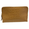Box XL. Camel alligator-print leather messenger bag