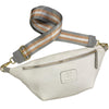 XL white leather belt bag with grey details