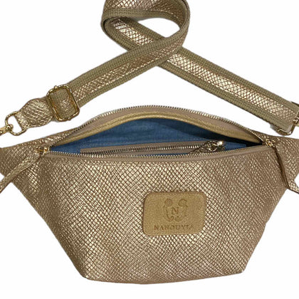 Gold leather belt bag