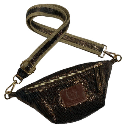 Mini luxury brown leather belt bag