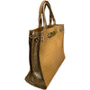 Greta L. Camel alligator-print leather tote bag