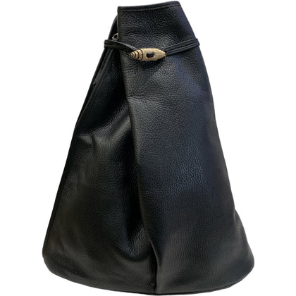 Mongomery. Black leather backpack