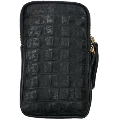 Black alligator-print mobile leather case