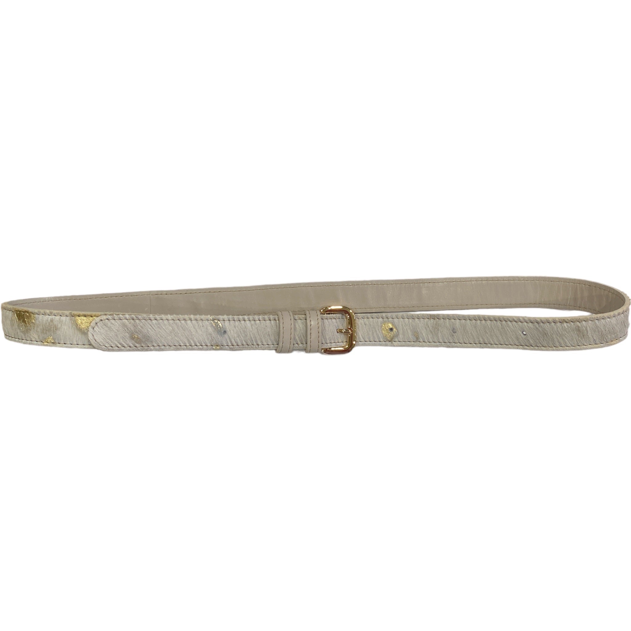 Off-white and gold calf-hair leather thin belt