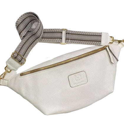 XXL white leather belt bag