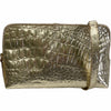 Box XL. Gold alligator-print leather messenger bag